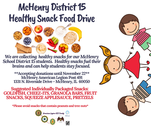 McHenry School District 15 Healthy Snack Food Drive flyer